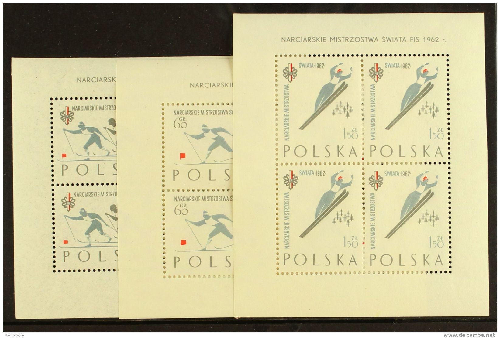 1962 International Ski Championships, Zakopane, Complete Set Of Three Sheetlets, Perf 11 X 11&frac12;, Michel... - Other & Unclassified