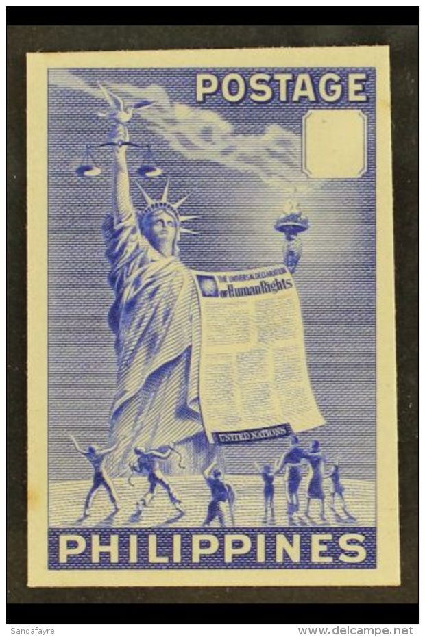 1951 Human Rights Day (as SG 724/26, Scott 572/74) - A DIE PROOF In Blue On Card, With Value Tablet Blank. Overall... - Filippijnen