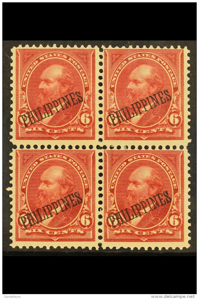 1901 6c Lake, Scott 221, Very Fine Mint Block Of 4 For More Images, Please Visit... - Philippines