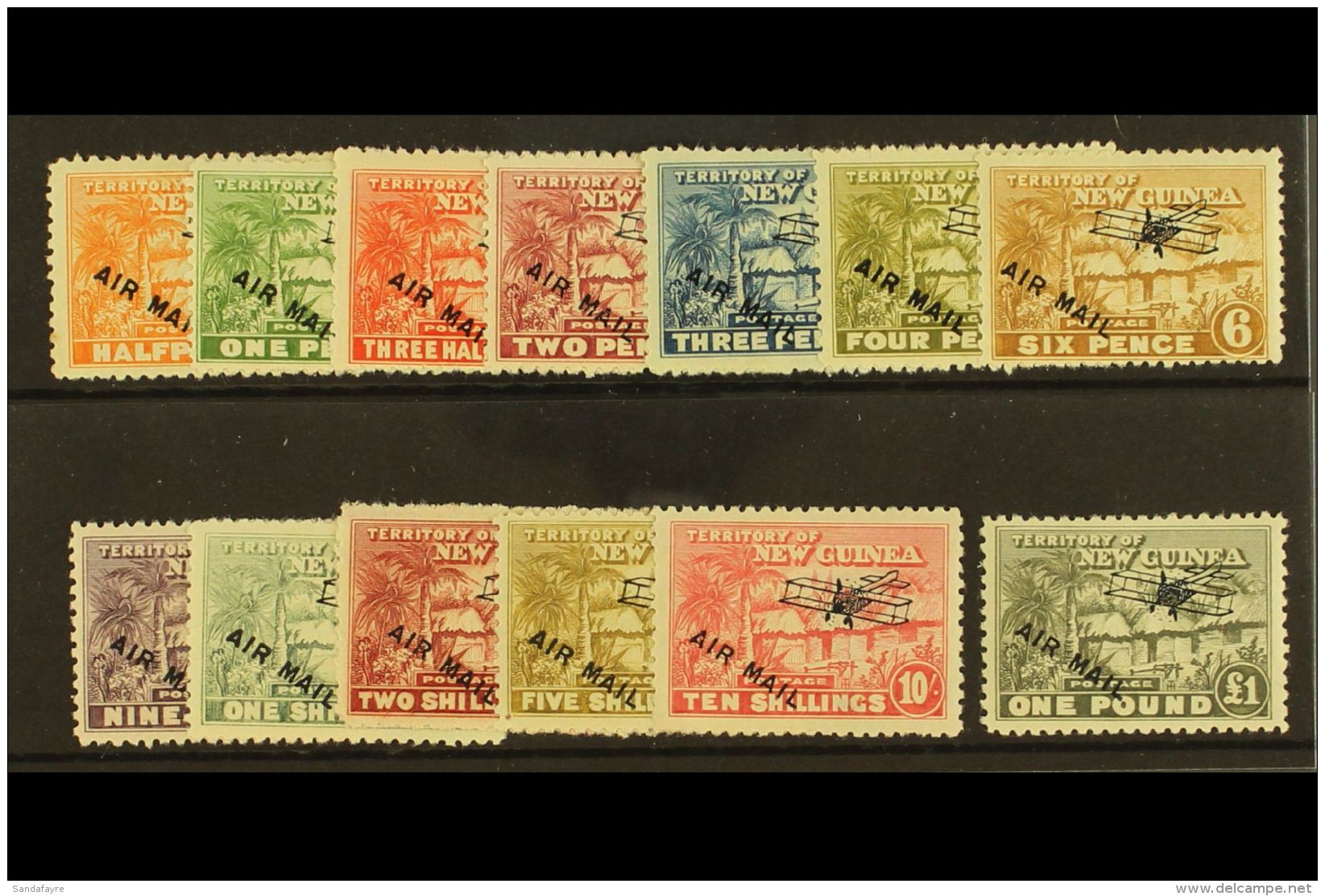 1931 Air Mail Overprint Set Complete, SG 137/49, Very Fine And Fresh Mint. (13 Stamps) For More Images, Please... - Papouasie-Nouvelle-Guinée
