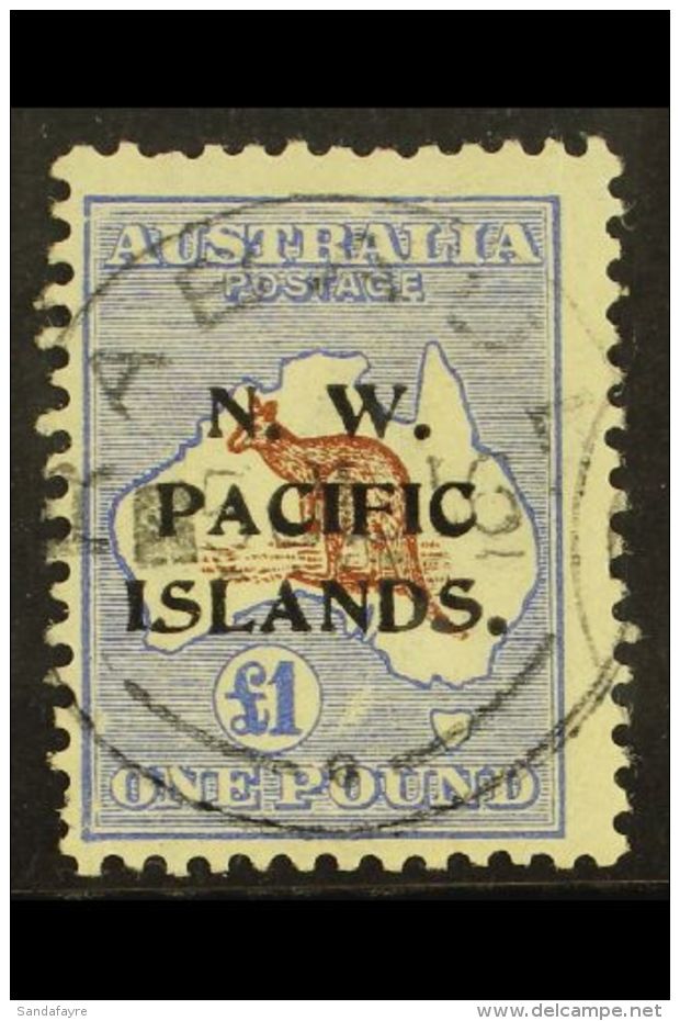 1915-16 &pound;1 Brown &amp; Ultramarine (Australia Roo) NWPI Opt'd, SG 85, Cds Used With Shortish Perf And Small... - Papua Nuova Guinea