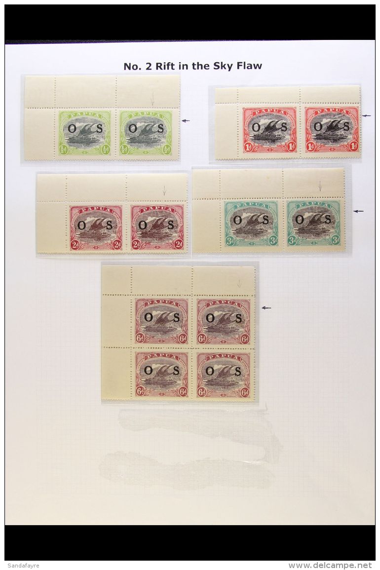 OFFICIAL 1931-32 (overprinted "O S") &frac12;d, 1d, 2d And 3d Upper Left Corner Horiz Pairs, Plus 6d Upper Left... - Papúa Nueva Guinea