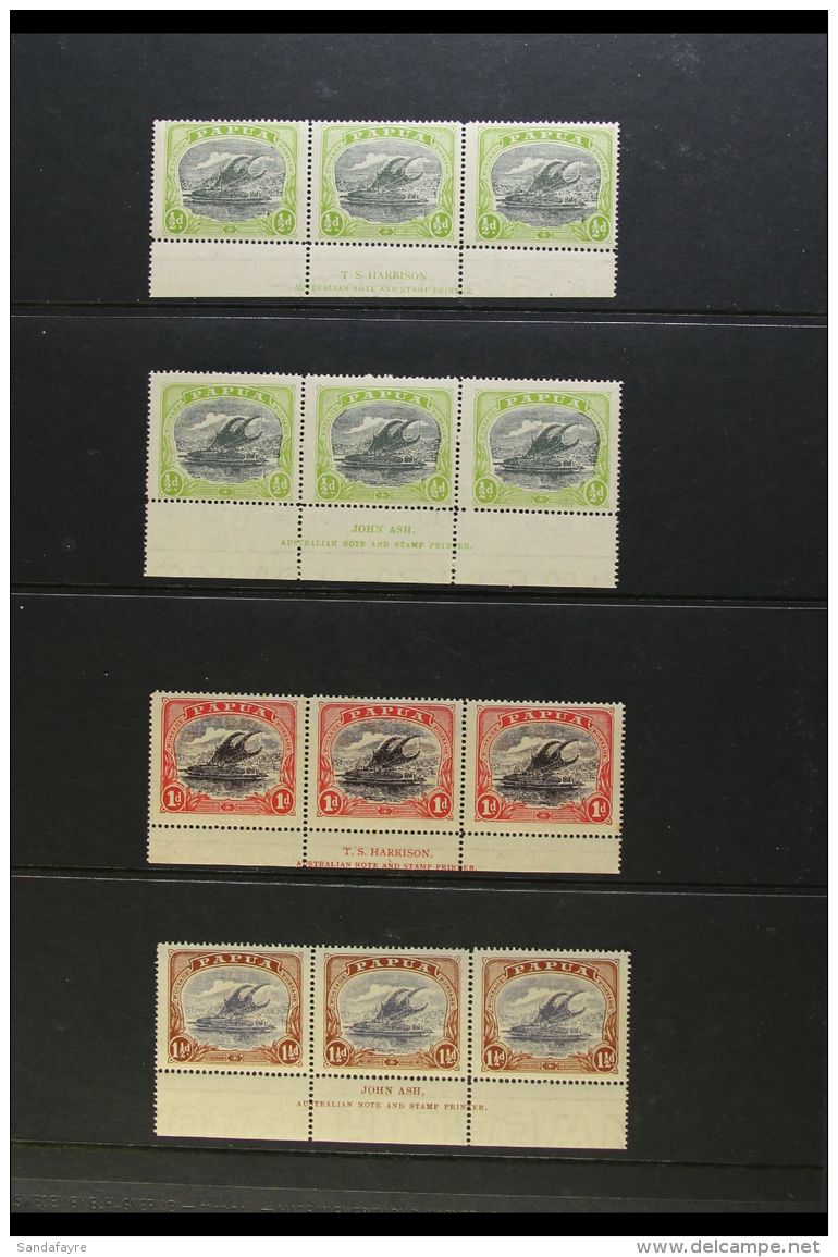 1916-31 MARGINAL INSCRIPTION STRIPS All Different Collection Of Bicoloured Definitives In INSCRIPTION STRIPS OF... - Papua-Neuguinea
