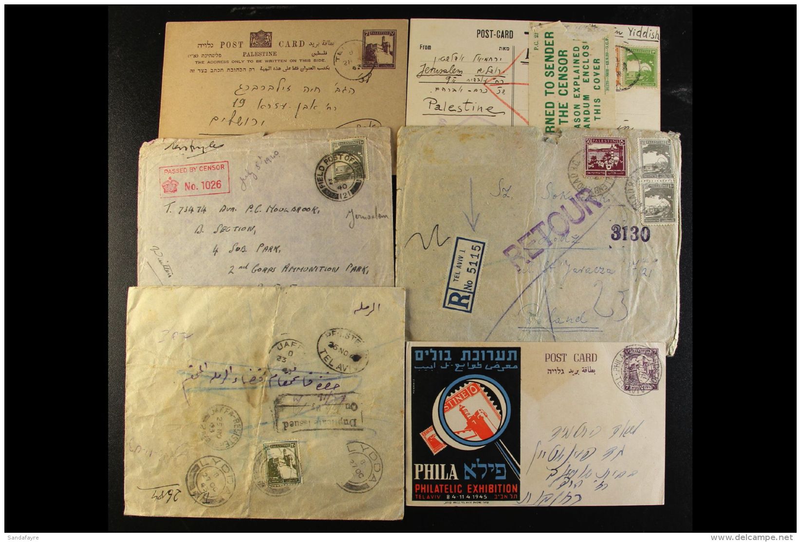 COVERS HOARD 1920's To 1940's Accumulation Of Covers And Cards Bearing Palestine Stamps (plus Some Used Postal... - Palestina