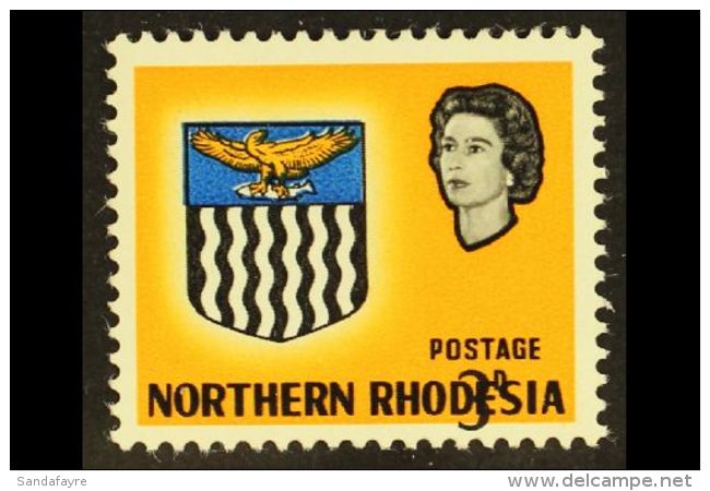 1963 3d Arms Definitive With Huge Shift Of Value, Into "RHODESIA" At Base Of Stamp, SG 78, Mint, Light Gum Crease.... - Rodesia Del Norte (...-1963)