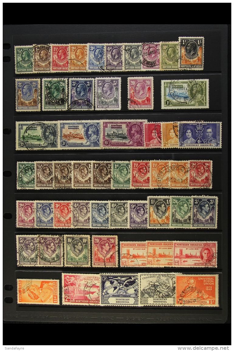 1925-63 USED COLLECTION Clean Looking Lot, With 1925-9 KGV Defins Complete To 5s, Plus 20s (indistinct Cancel,... - Nordrhodesien (...-1963)