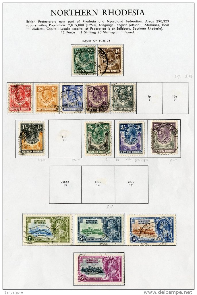 1925-52 A Used Range On Dedicated Pages Incl. 1925-29 To 5s, 1935 Jubilee Set, 1938-52 Range To 10s And 20s,... - Rodesia Del Norte (...-1963)