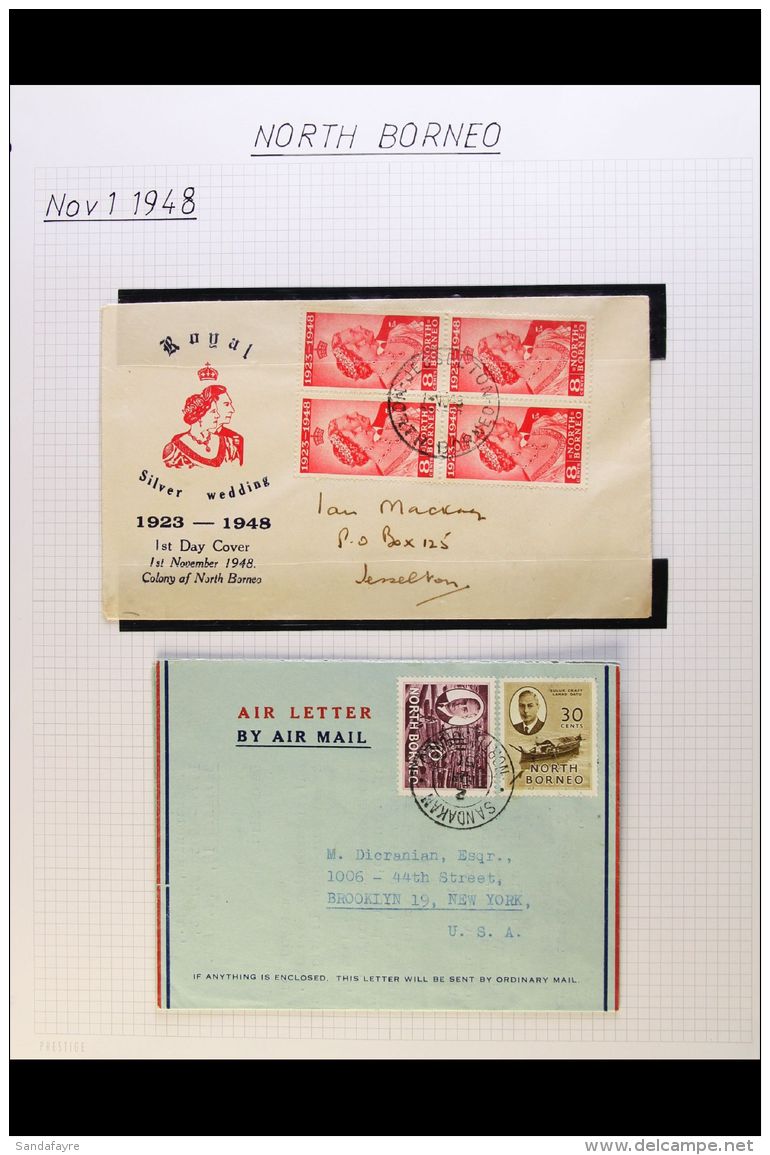 1948-1966 Small Cover Group Written Up On Leaves, Inc Airmail Cover With Multiple Frankings Inc One Registered... - Nordborneo (...-1963)