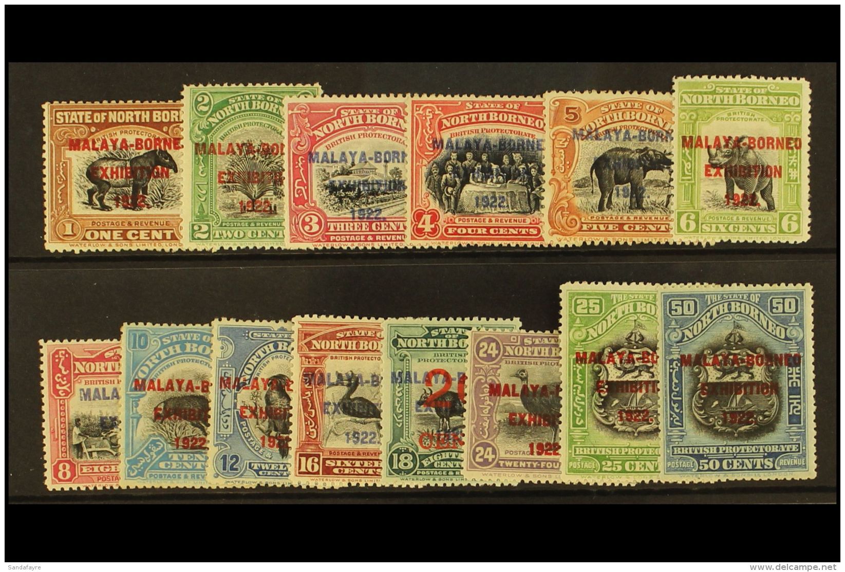 1922 Exhibition Set, SG 253/275, Fine Mint. (14) For More Images, Please Visit... - Borneo Septentrional (...-1963)