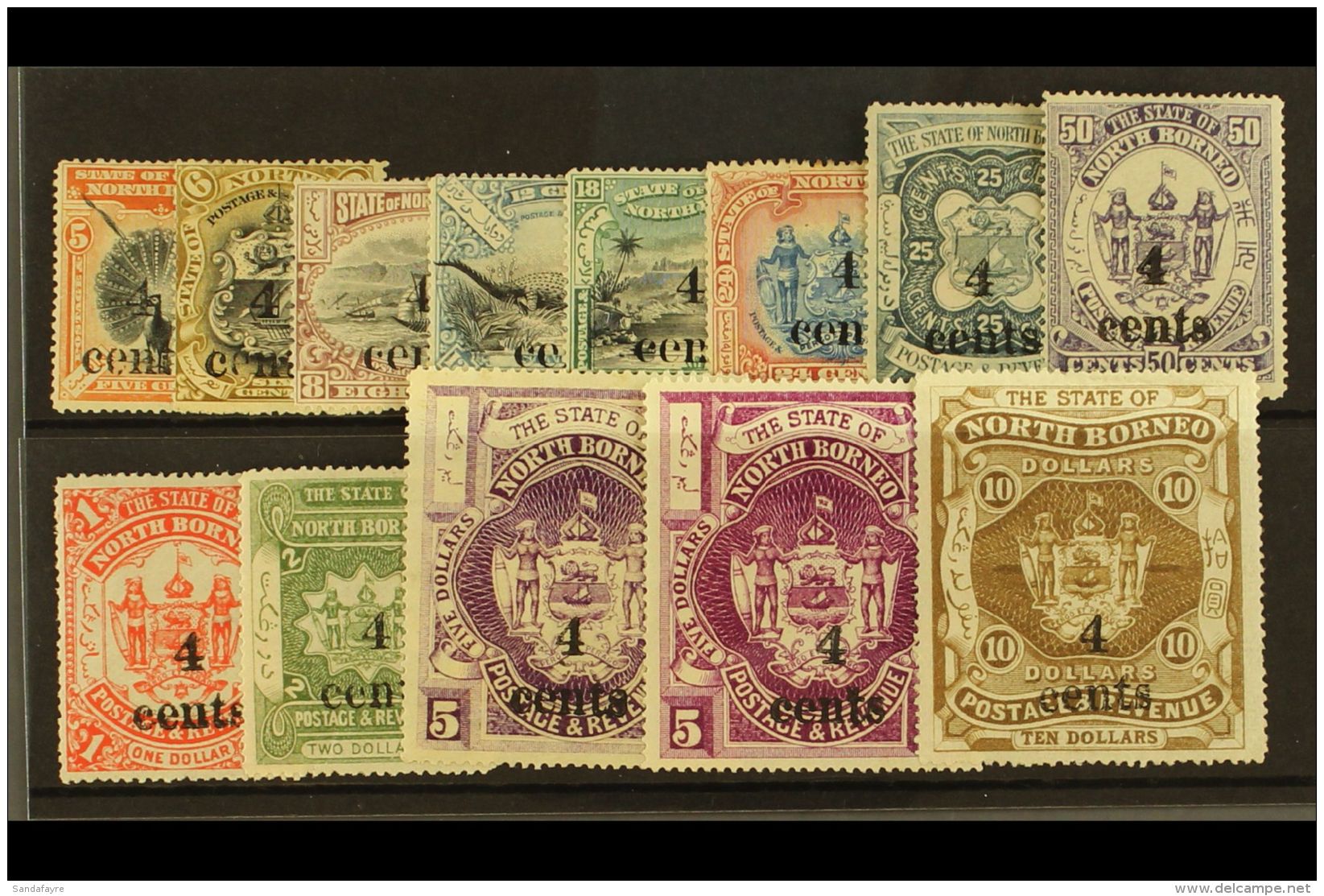 1904-05 4c Surcharges Set, With Both Shades Of $5, SG 146/157, Mainly Fine Mint. (13) For More Images, Please... - Nordborneo (...-1963)