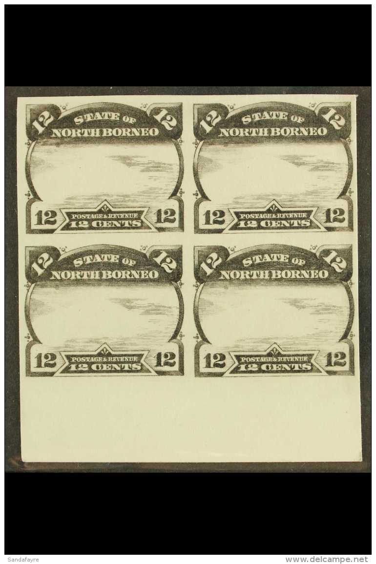 1894 Plate PROOF Of 12c (frame Only), As SG 75, As A Marginal Imperf Block Of 4 In Black &amp; White. Unused (1... - Bornéo Du Nord (...-1963)