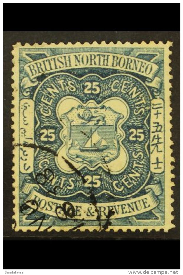 1888-92 25c Indigo Redrawn, SG 45, Fine Part 1888 Cds Used. For More Images, Please Visit... - Borneo Septentrional (...-1963)
