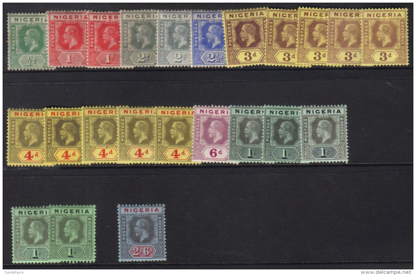 1914-29 KGV Definitives Set To 2s6d Plus Listed Shades Of 1d, 2d, 3d (x4 Incl. Thick Paper), 4d (x4), 1s (x4), SG... - Nigeria (...-1960)