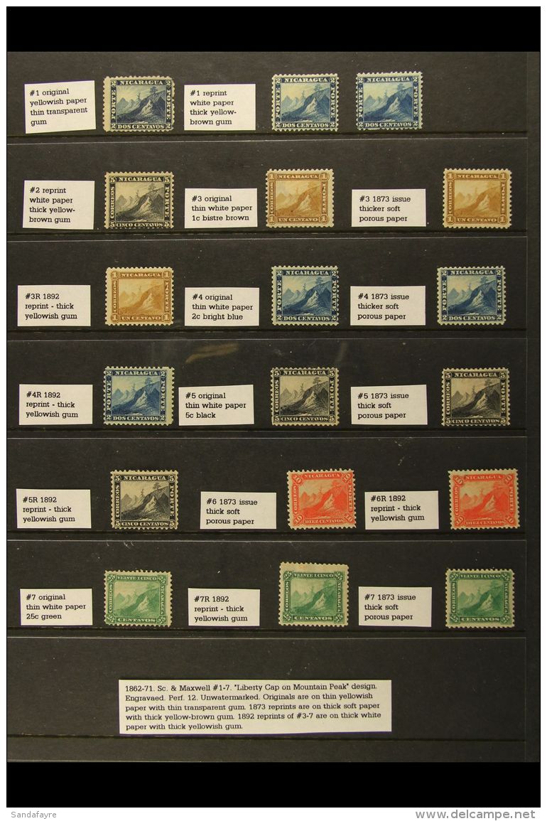 1862-1882 COLLECTION Mint And Used (mostly Mint). With 1862 2c Mint With Gum, Plus 2c &amp; 5c Reprints; 1869-71... - Nicaragua