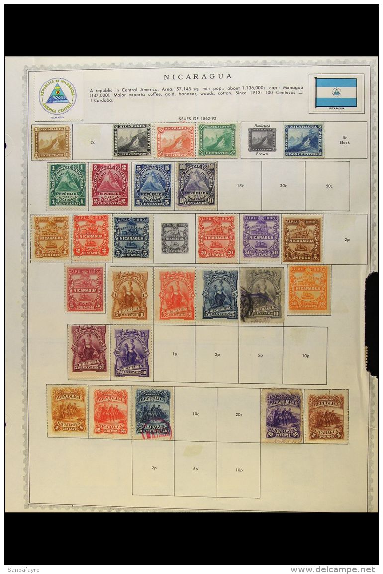 1860s-1960s MINT &amp; USED COLLECTION A Mostly All Different Collection Presented On Printed Album Pages That... - Nicaragua