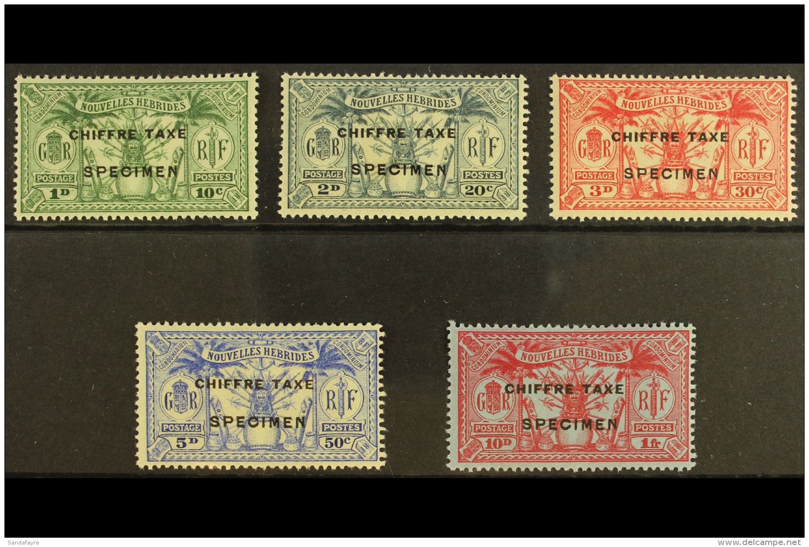 FRENCH CURRENCY - POSTAGE DUES 1925 Chiffre Taxe Ovpt Set, Additionally Ovptd "Specimen", SG FD53s/7s, Very Fine... - Autres & Non Classés
