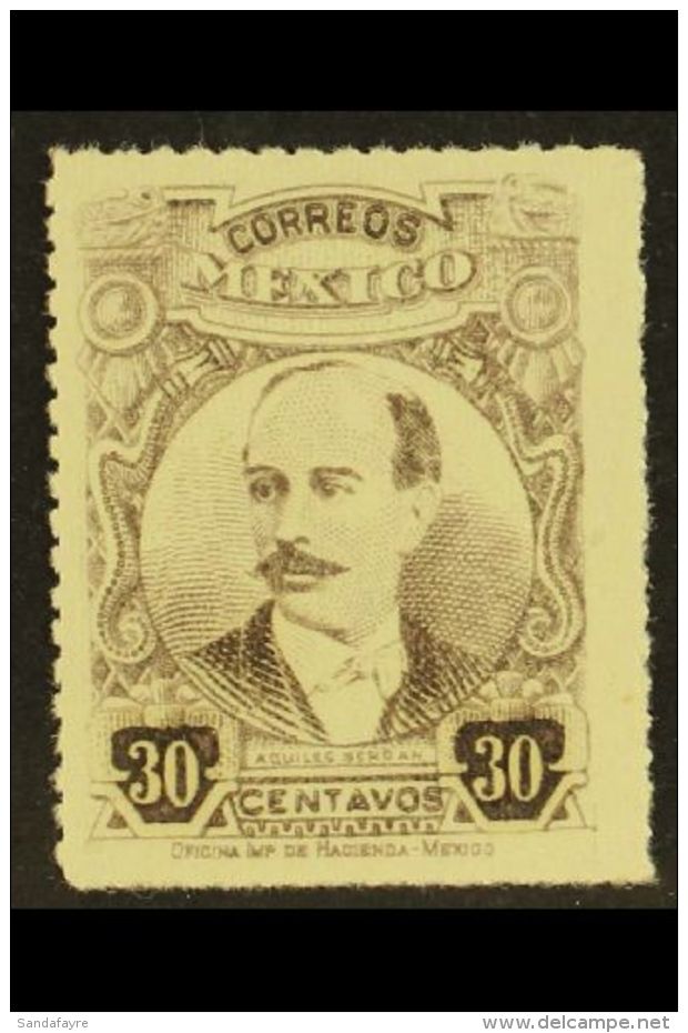 1917-20 30c Grey-brown Serdan Rouletted 14&frac12; (Scott 616, SG 400), Fine Never Hinged Mint, Fresh. For More... - Mexique