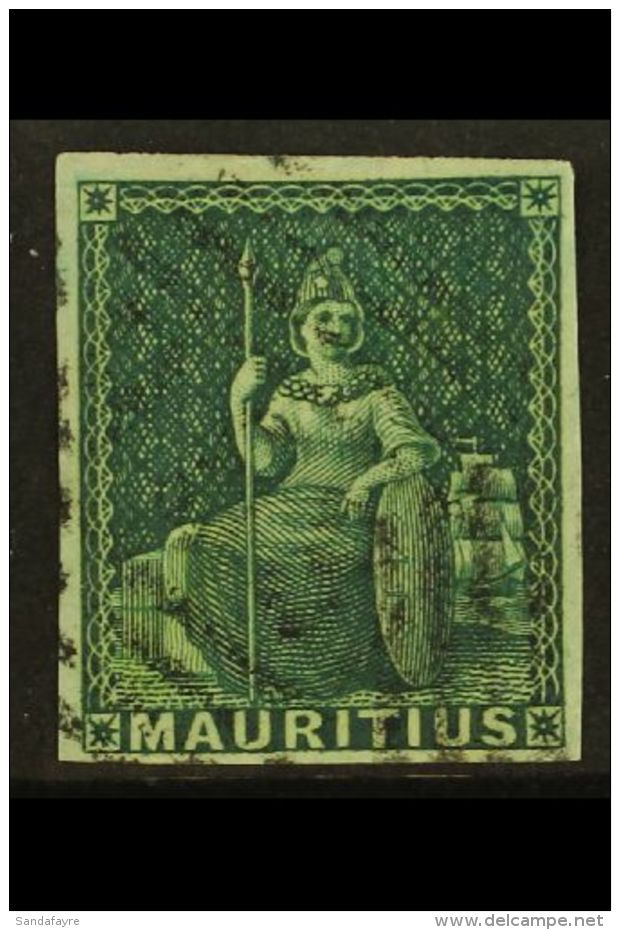 1858 (4d) Green Britannia, SG 27, Superb Used With Good Margins All Round And Light Barred Oval Cancel. Deep... - Maurice (...-1967)