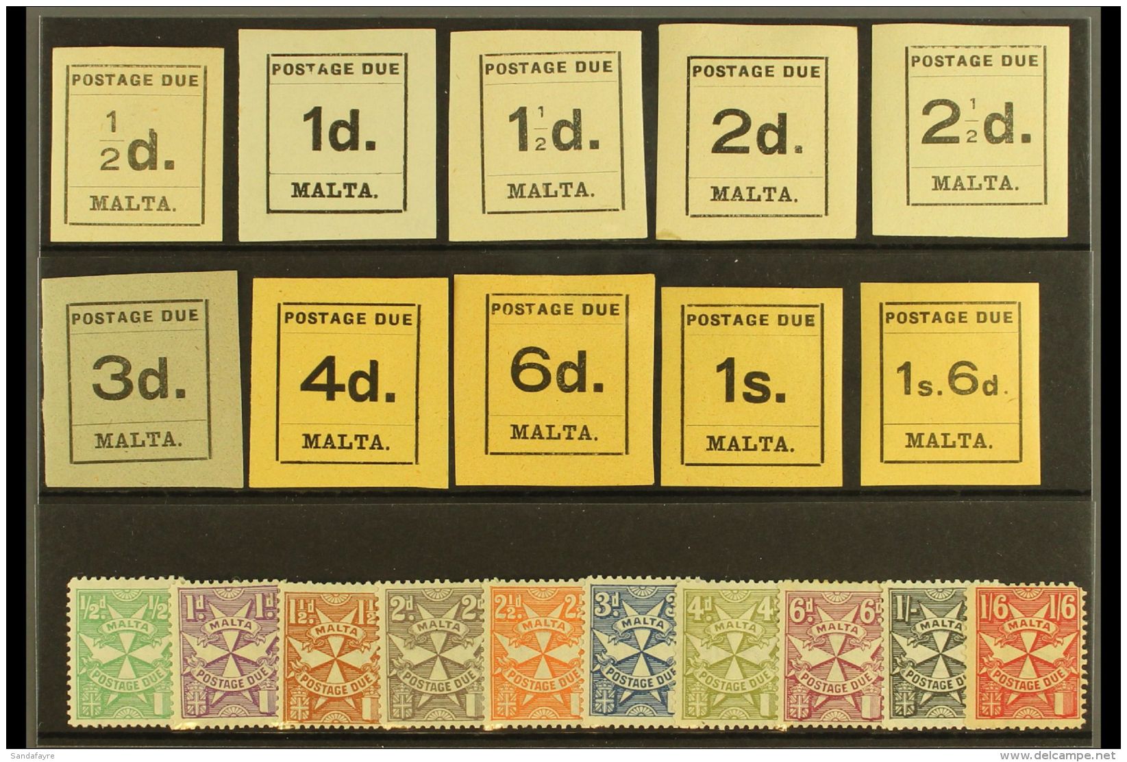 POSTAGE DUE 1925 BOTH Complete Sets, SG 1/20, Fine Mint (20 Stamps) For More Images, Please Visit... - Malte (...-1964)