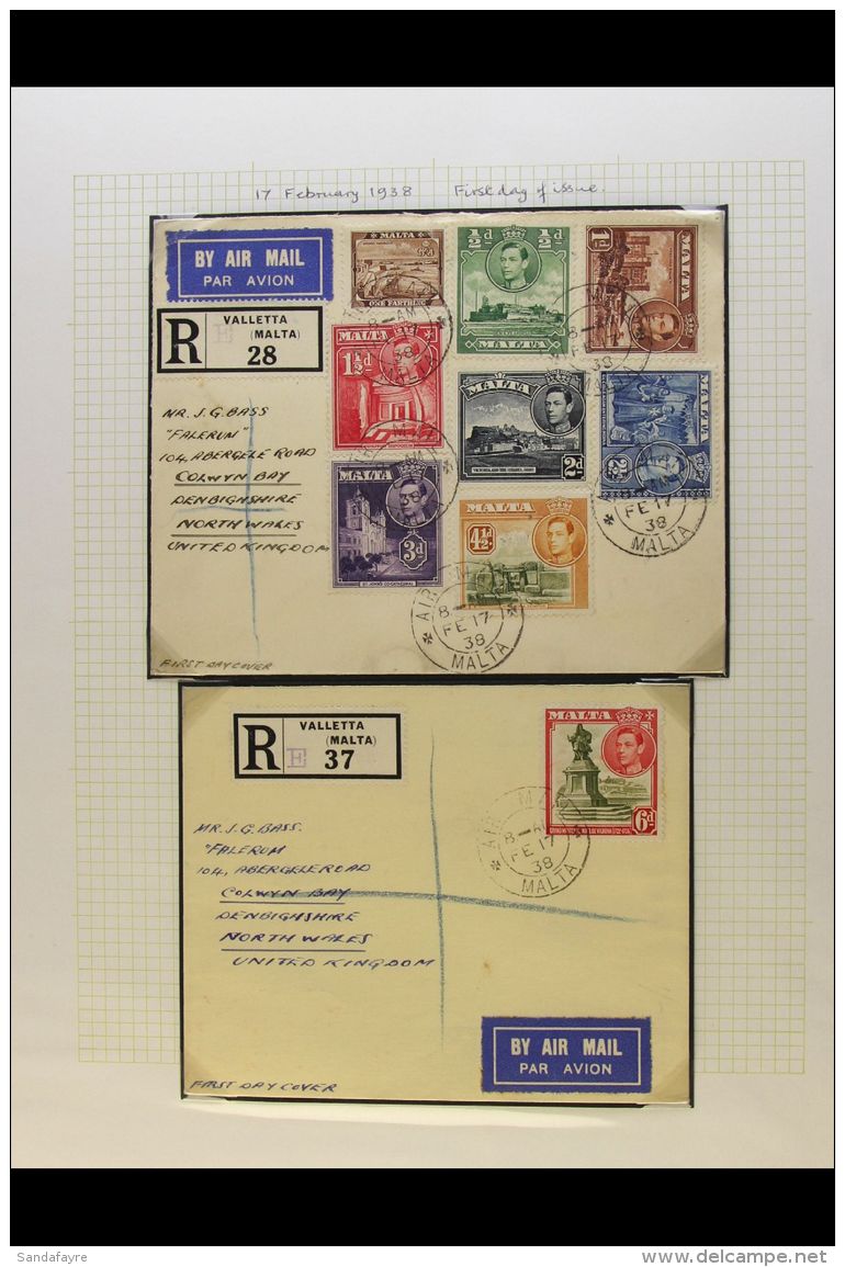 1938-1939 COVERS. An Interesting Collection Of Covers Written Up On Leaves, Inc Four Registered, Many With... - Malta (...-1964)