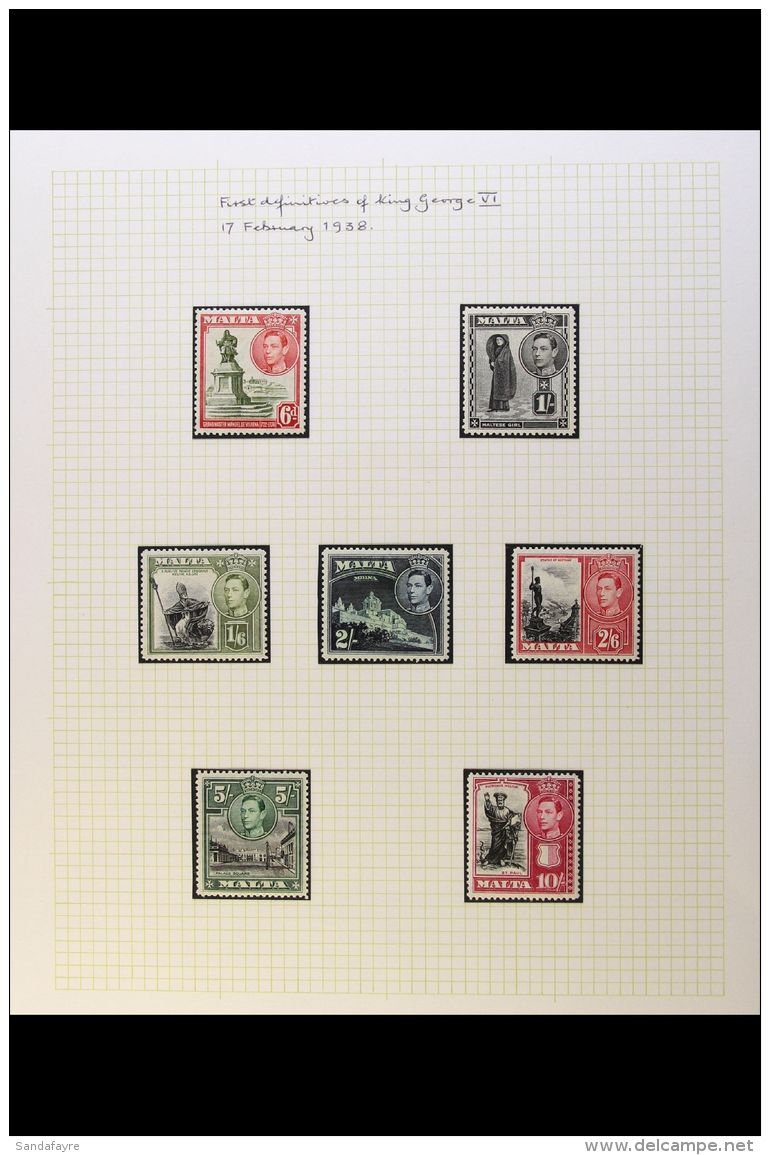 1937-53 KING GEORGE VI ISSUES A Fine Mint Or Used Collection On Album Pages, Includes 1937 Coronation Mint And... - Malte (...-1964)