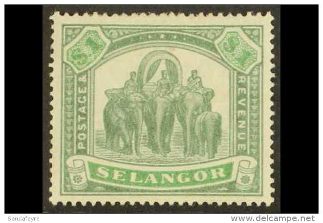 SELANGOR 1895-99 $1 Green And Pale Green Elephant, SG 76, Fine Mint With A Couple Of Small Gum Thins. For More... - Sonstige & Ohne Zuordnung