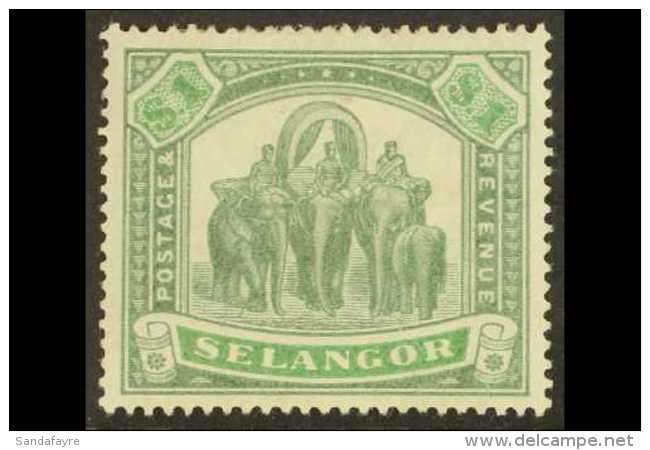 SELANGOR 1895-99 $1 Green And Pale Green Elephant, SG 76, Fine Mint With A Couple Of Small Gum Thins. For More... - Otros & Sin Clasificación