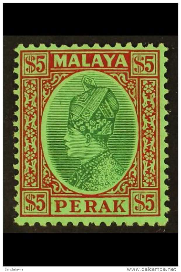 PERAK 1935-37 $5 Green &amp; Red On Emerald Sultan, SG 102, Fine Mint, Very Fresh. For More Images, Please Visit... - Sonstige & Ohne Zuordnung