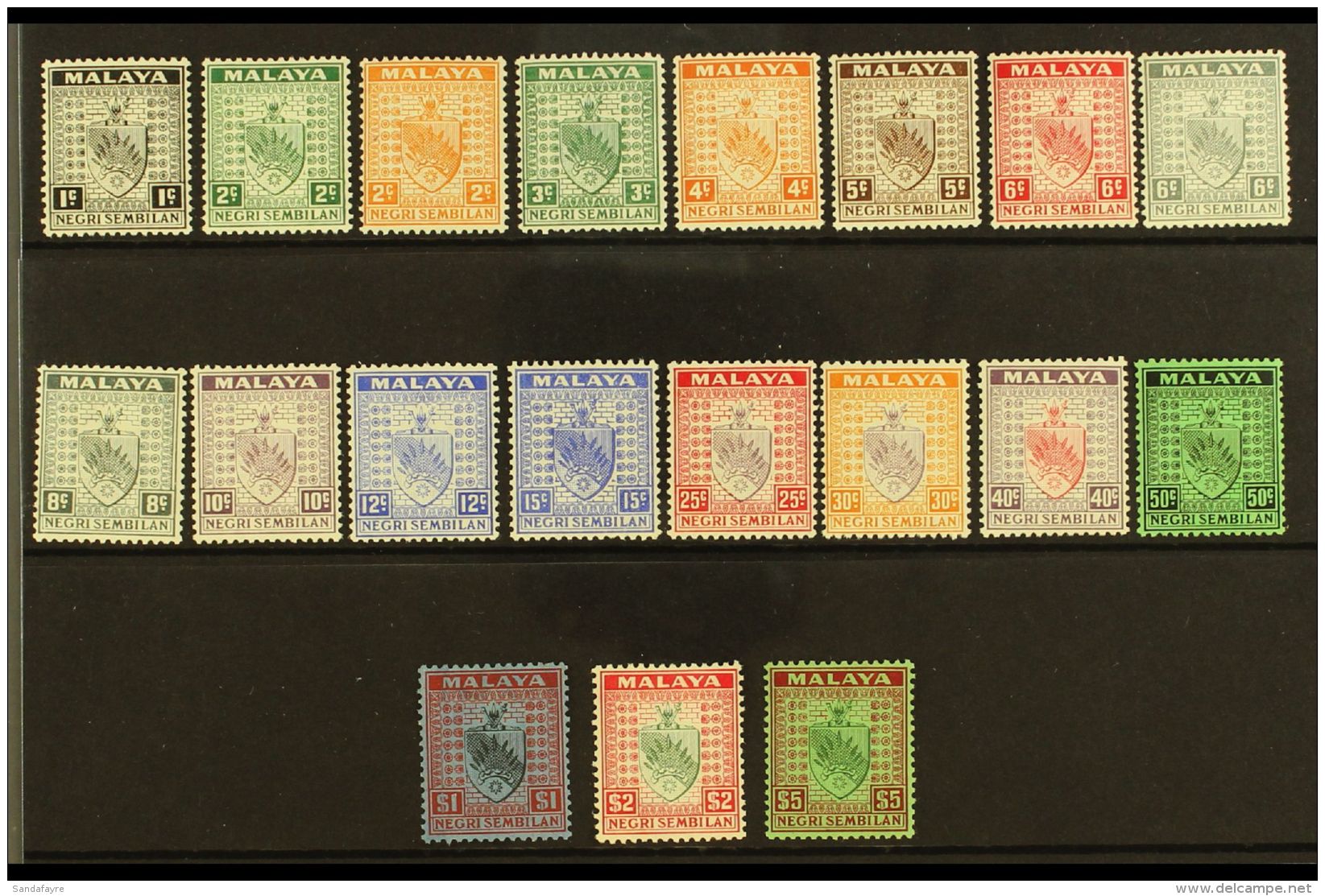 NEGRI SEMBILAN 1935-41 Arms Complete Set, SG 21/39, Very Fine Mint, Fresh. (19 Stamps) For More Images, Please... - Autres & Non Classés