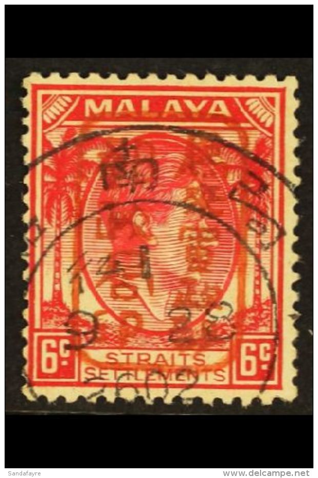 JAPANESE OCCUPATION STRAITS - 1942 6c Scarlet Ovptd Single Frame Chop In Red, Prepared For Use But Not Issued, ISC... - Otros & Sin Clasificación