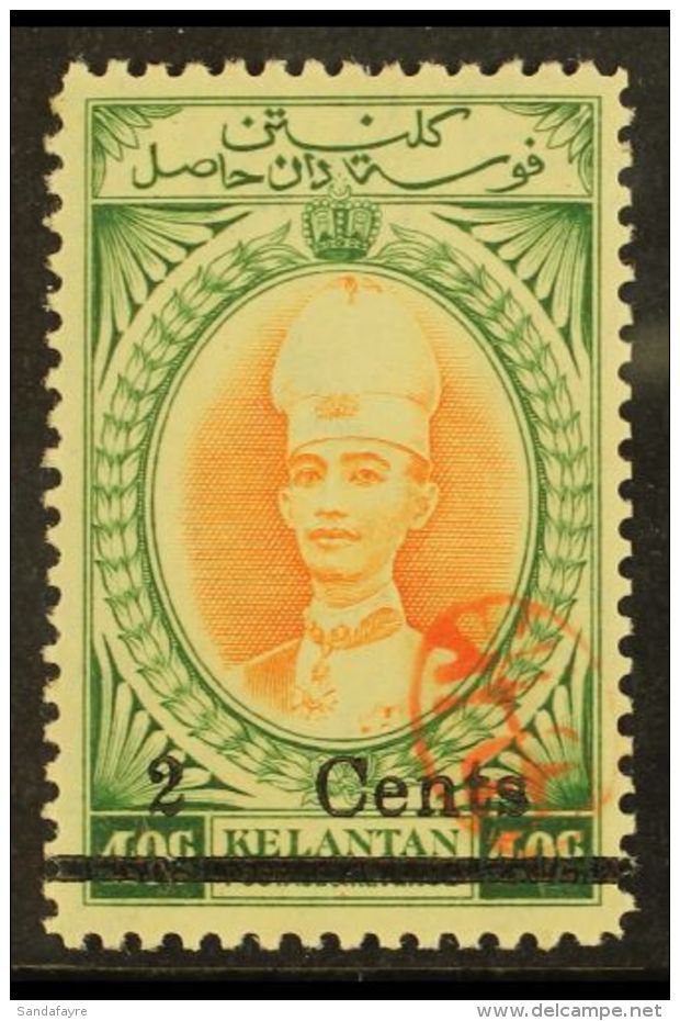 JAP OCC KELANTAN 1942 2c On 40c With "Handa" Seal, SG J42, Very Fine Mint. For More Images, Please Visit... - Sonstige & Ohne Zuordnung