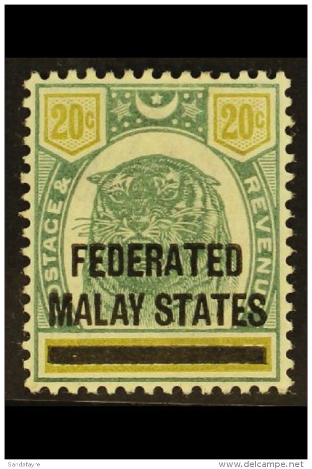 FMS 1900 20c Green &amp; Olive Overprint On Negri Sembilan, SG 6, Fine Mint, Very Fresh. For More Images, Please... - Altri & Non Classificati
