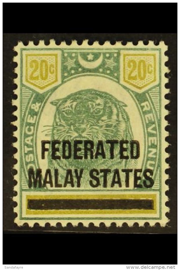 FMS 1900 20c Green &amp; Olive Overprint On Negri Sembilan, SG 6, Fine Mint, Very Fresh. For More Images, Please... - Otros & Sin Clasificación