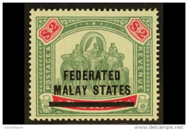 FMS 1900 $2 Green &amp; Carmine Overprint On Perak, SG 12, Fine Mint, Minor Gum Disturbances, Very Fresh &amp;... - Autres & Non Classés