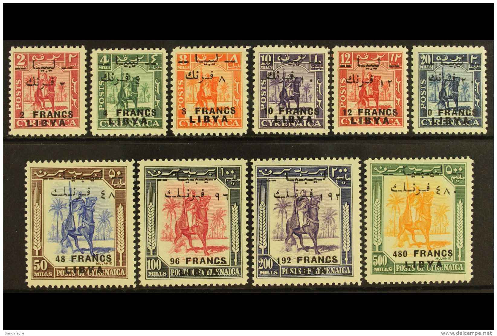 1951 Stamps Of Cyrenaica Overprinted And Surcharged In Francs, For Use In The Fezzan - The Complete Set (SG... - Libia