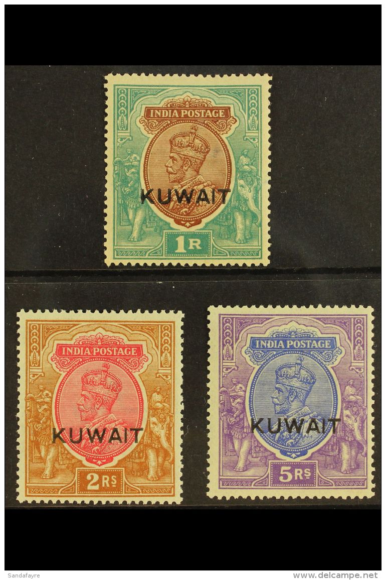 1923-24 1r, 2r, And 5r, SG 12a, 13, And 14, Fine Mint. (3 Stamps) For More Images, Please Visit... - Kuwait