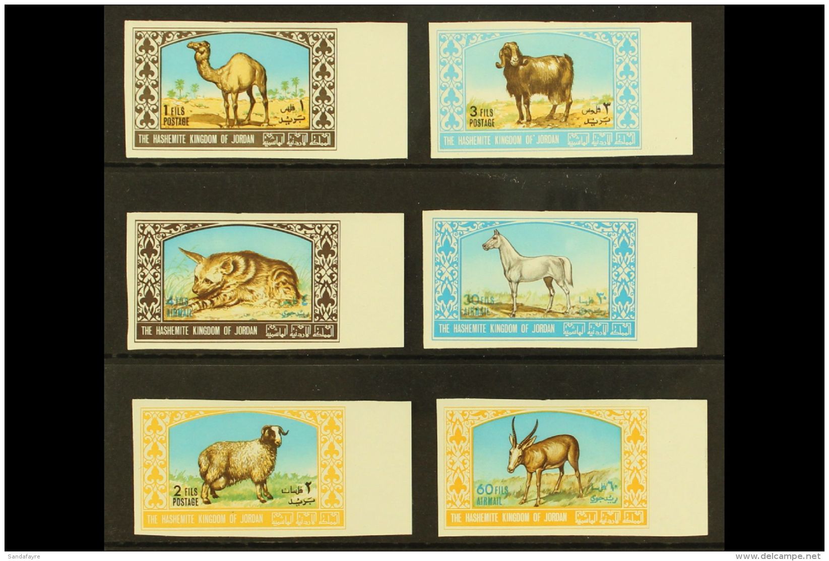 1967 Animals IMPERF Complete Set (Michel 669/74 B, SG 808/13), Superb Never Hinged Mint Marginal Examples, Fresh.... - Jordania