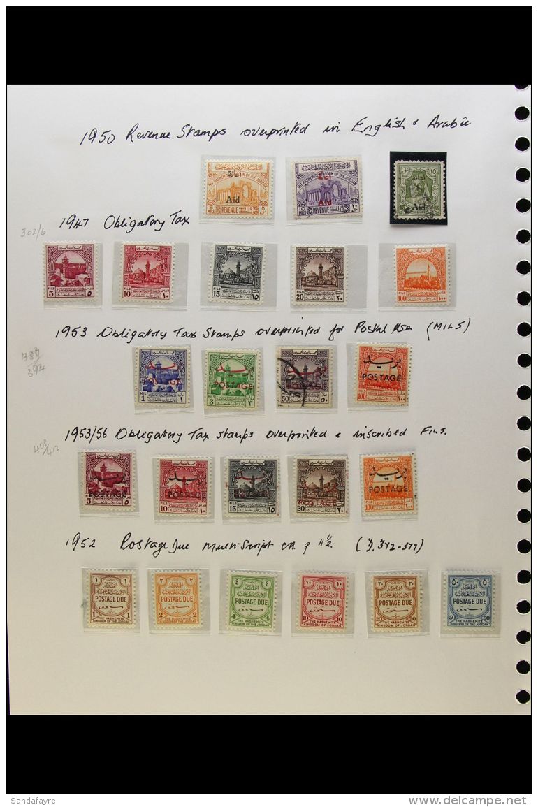 1946-1964 ALL DIFFERENT COLLECTION In Hingeless Mounts On Leaves, Mint Or Used, Inc 1950 Air Set Mint, 1952 New... - Jordania