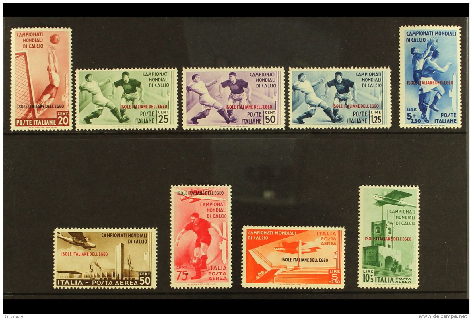 DODECANESE ISLANDS AEGEAN ISLANDS - EGEO 1934 Football Complete Set Inc Airs (Sassone 75/79 &amp; A34/37, SG... - Other & Unclassified