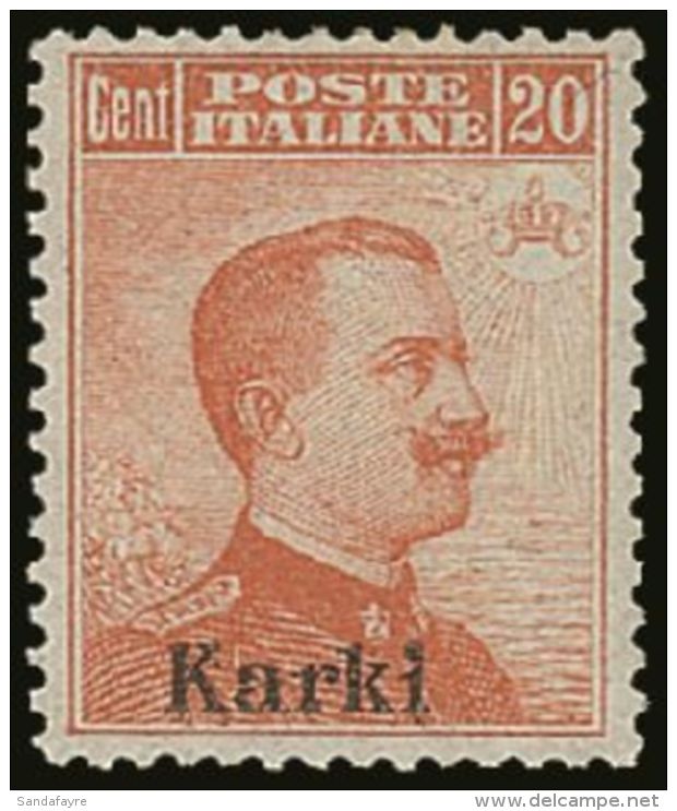 AEGEAN ISLANDS - KARKI 1917 20c Orange Without Wmk, Sass 9, Superb NHM. Lovely Well Centered Stamp. For More... - Otros & Sin Clasificación