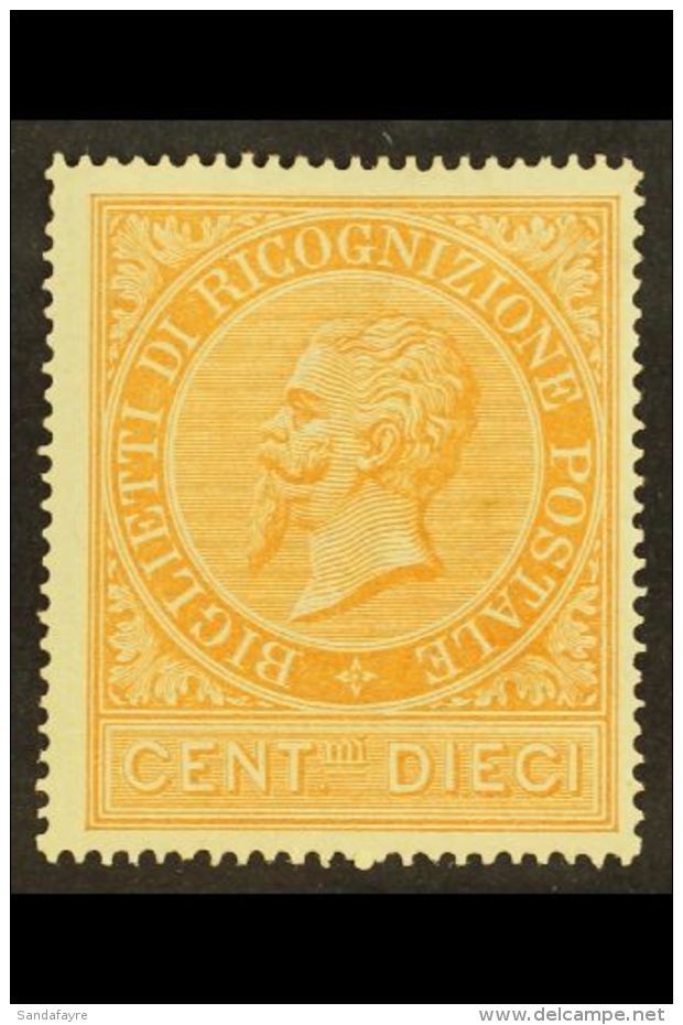 POSTAL RECOGNITION STAMP 1874 10c Orange-ochre, Sassone 1, Fine And Fresh Mint. Cat &euro;200 (&pound;150) For... - Sin Clasificación