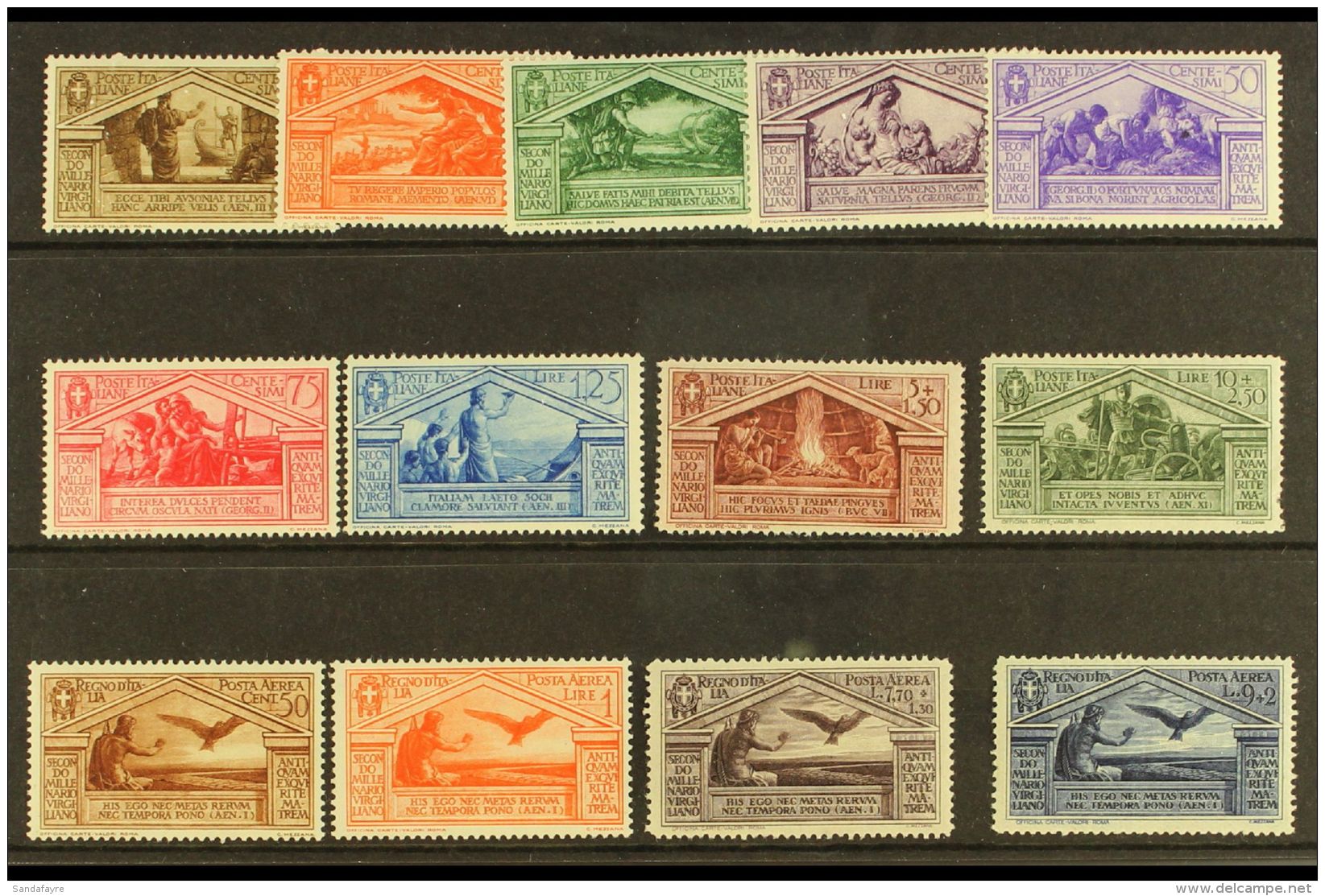 1930 Virgil  Postage And Air Sets Complete, Sass S. 58, Fresh Mint, The 10L Postage With Perf Fault, All Others... - Sin Clasificación