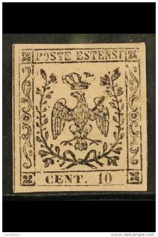 MODENA 1852 10c Black On Rose, Without Stop, Sassone 2, Very Fine Mint With 4 Good Margins. Cat &euro;1200... - Sin Clasificación