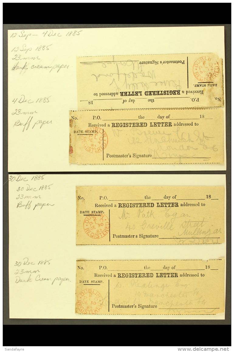 REGISTERED LETTER RECEIPTS 1879-95 A Group Of Receipts For Registered Letters Each With Red Dublin / Registered... - Otros & Sin Clasificación