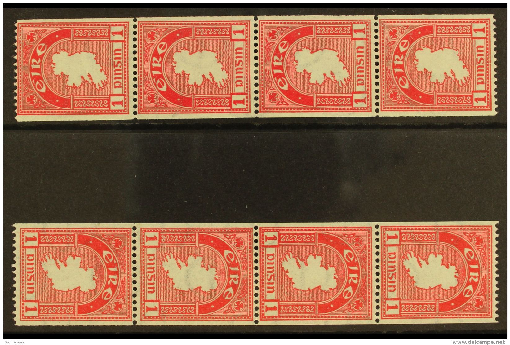 1946 COIL STAMPS 1d Carmine Perf 15 X Imperf, Fine Mint Strips Of Four With Upright And Inverted Watermarks, SG... - Sonstige & Ohne Zuordnung