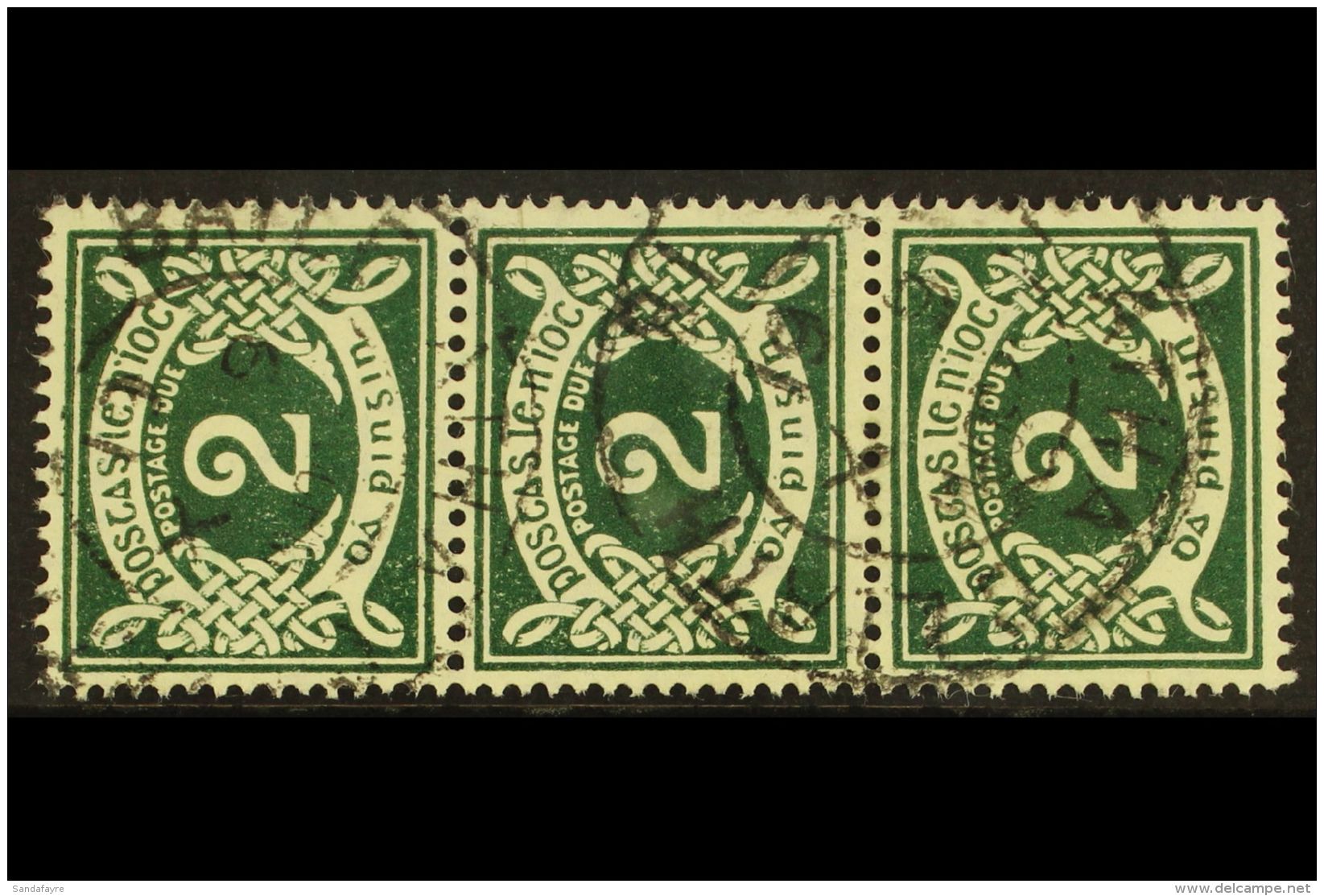 1940 POSTAGE DUE 2d Deep Green, Watermark Inverted SG D 8w, Fine Cds Used Vertical Strip Of Three. For More... - Otros & Sin Clasificación