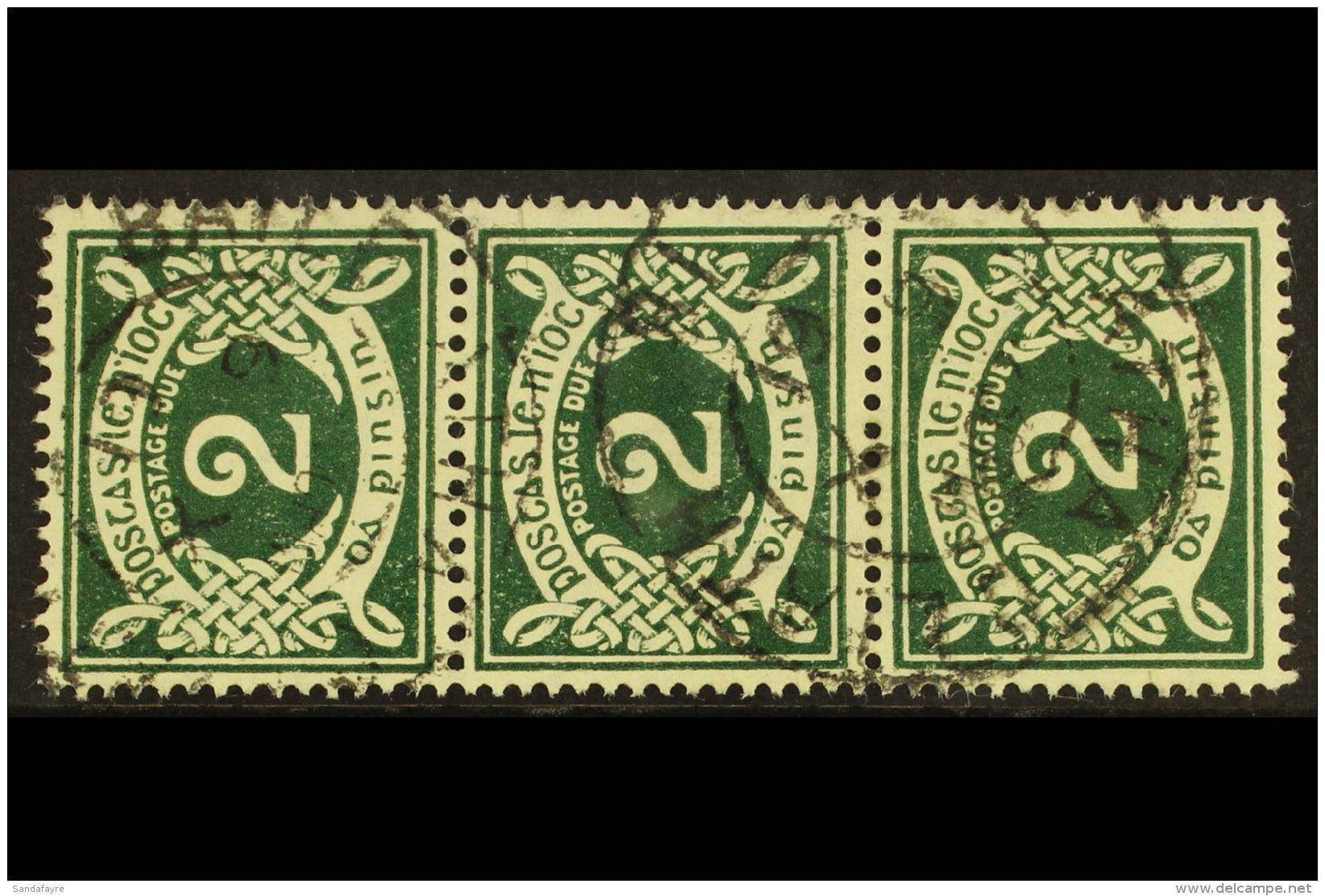 1940 POSTAGE DUE 2d Deep Green, Watermark Inverted SG D 8w, Fine Cds Used Vertical Strip Of Three. For More... - Autres & Non Classés