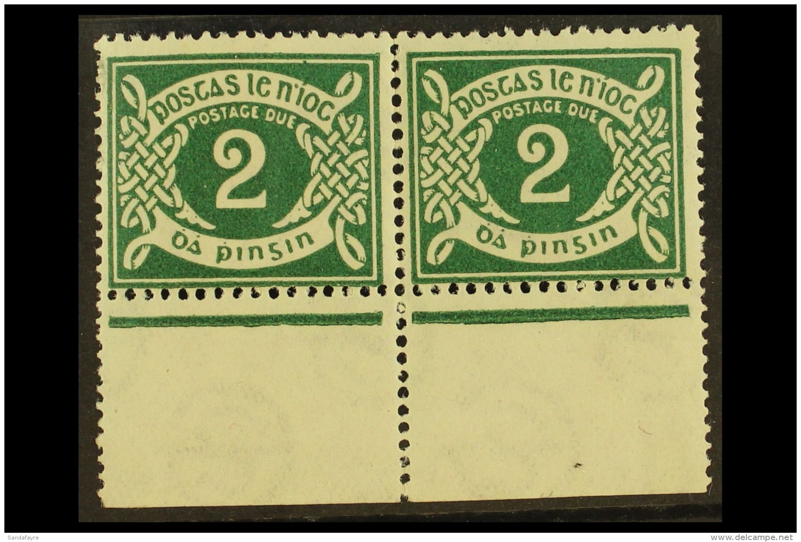 1925 POSTAGE DUE 2d Deep Green, Watermark Inverted, SG D3w, Very Fine Mint Lower Marginal Horizontal Pair. For... - Otros & Sin Clasificación