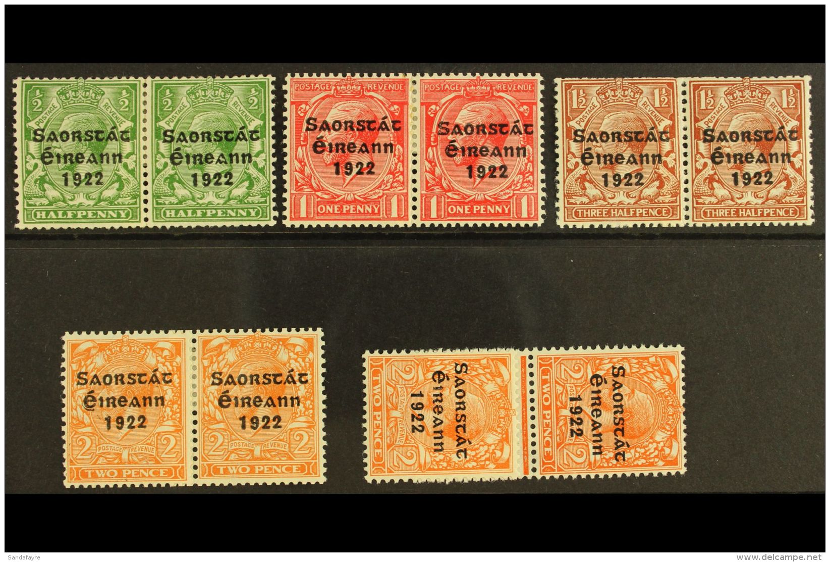 1923 HARRISON COIL JOIN PAIRS &frac12;d To 2d Horizontal, And 2s Vertical, SG 67/70, Fine Mint. (5 Pairs) For More... - Otros & Sin Clasificación