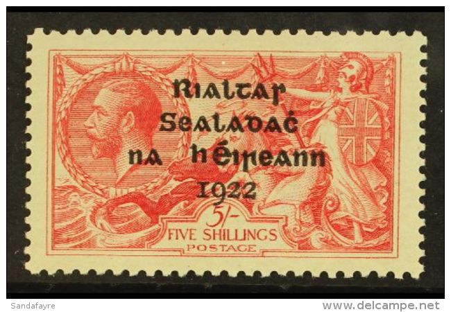 1922 5s Rose-carmine Seahorse With Dollard Overprint On PSEUDO-LAID PAPER Variety, Hibernian T13b, Very Fine Mint,... - Otros & Sin Clasificación